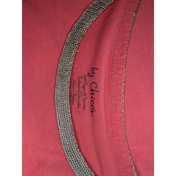 Chico’s Womens Burnt Orange 3/4 Sleeve Tunic Gold Details Size 3 - Picture 7 of 8